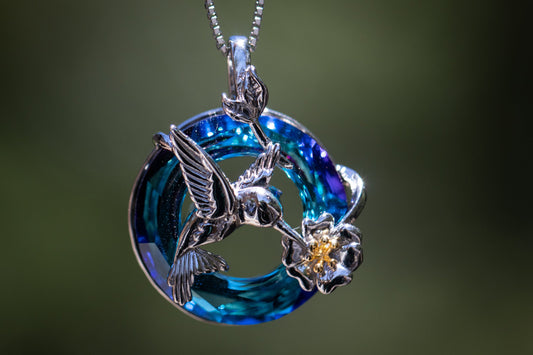 Crystal Hummingbird Circle Keepsake Urn
